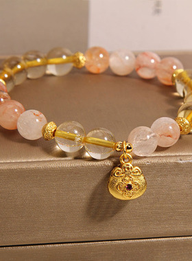 红胶花黄发晶手链女福袋吊坠手串