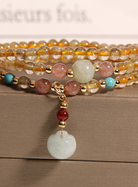 小众招财转运多层玉坠天然黄水晶