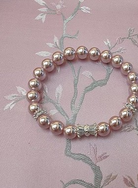 法式玫瑰紫色贝珠锆石手链女款新款轻奢小众精致手串手饰