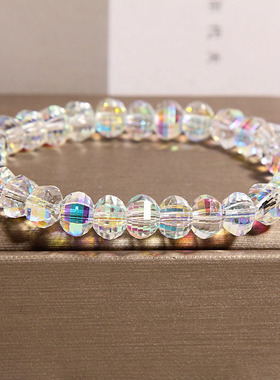 超闪白色切面水晶手链女轻奢小众精致简约百搭手串送学生闺蜜礼物