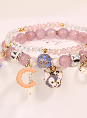 韩版学生爱心吊坠姐妹水晶手链