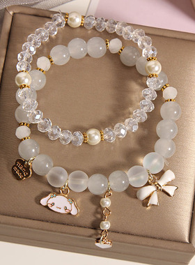卡通兔子蝴蝶结闺蜜姐妹珍珠手链