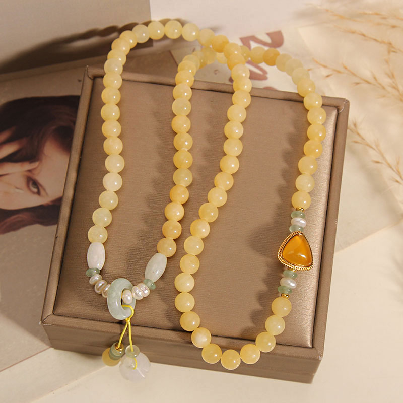 新中式天然黄玉多层串珠手链女款高级感轻奢小众精致多圈手串礼物 - 图3