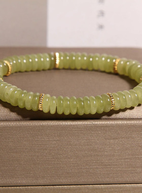 新中式天然晴水算盘珠手链女绿色小清新高级感水晶手串送闺蜜礼物