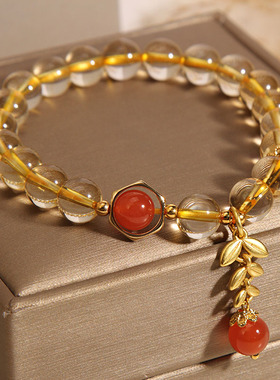 天然黄水晶手链女金发晶麦穗手串