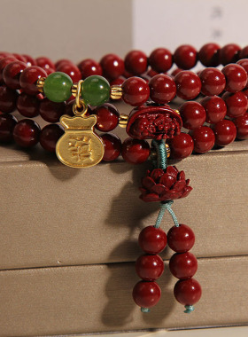 多圈朱砂手链女轻奢高级串珠手串