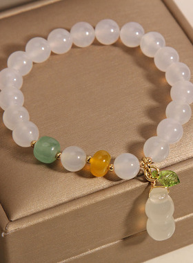 白玛瑙手链女玉髓花生好运手串