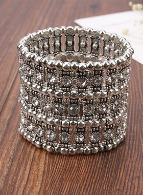 明星杂志款日韩复古女夸张水钻