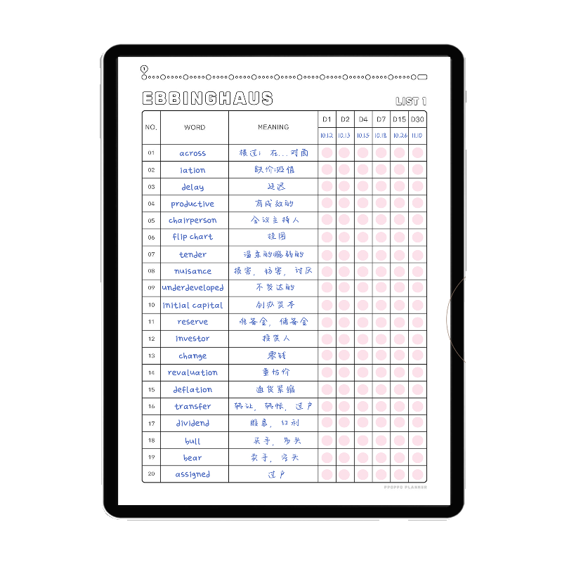 英语艾宾浩斯单词本ipad电子手账goodnotes学习notability词汇 - 图3