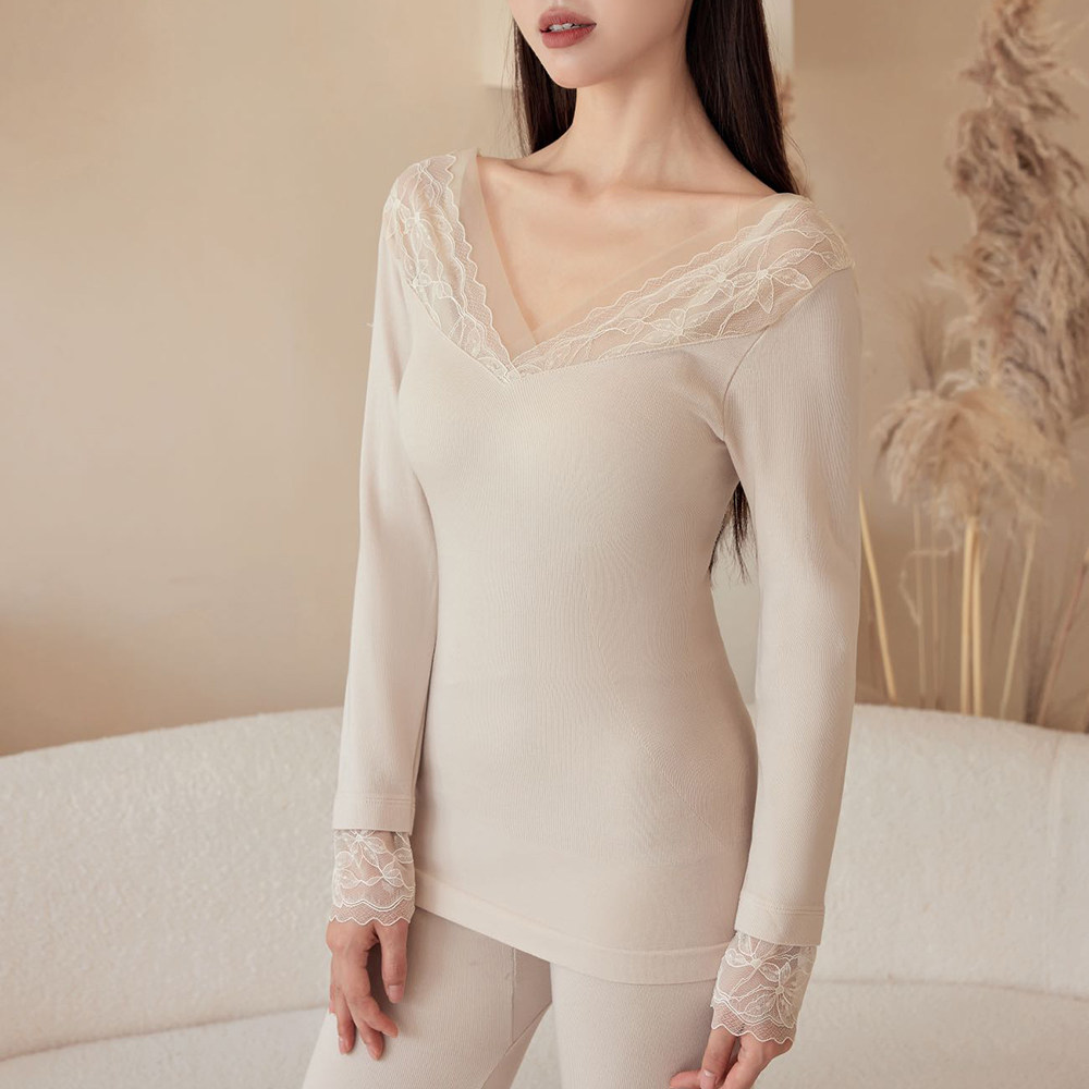 秋衣秋裤女绵羊毛薄蕾丝性感美体冬打底低领线衣线裤保暖内衣套装,淘宝优惠券,粉丝福利购,淘宝优惠卷