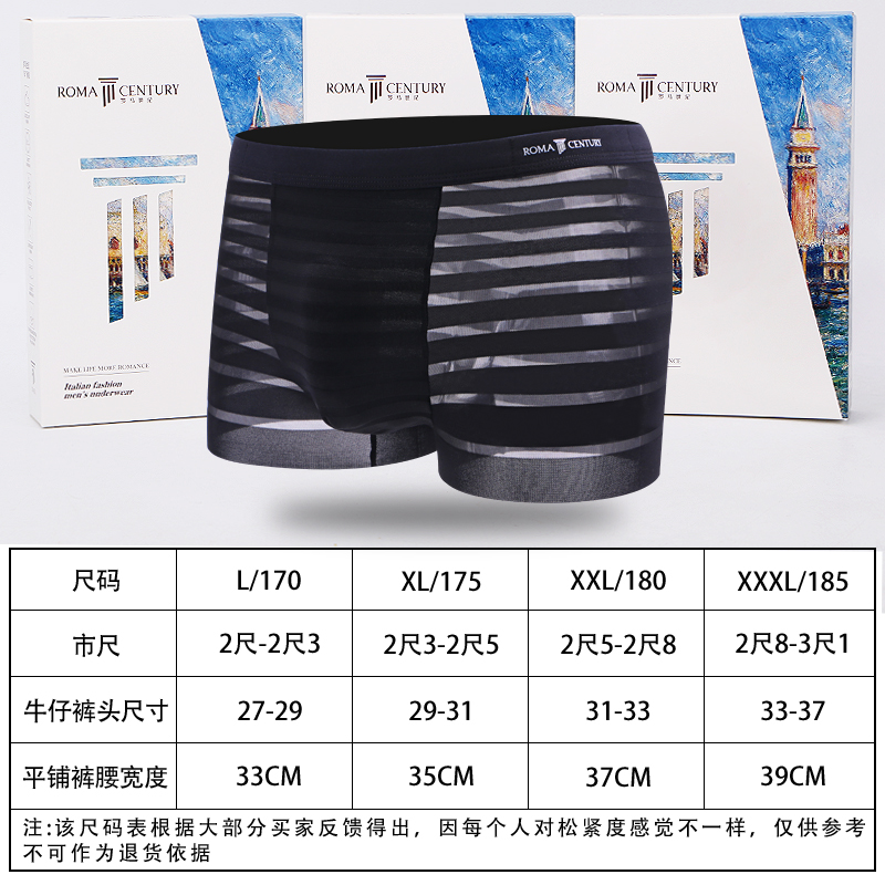 超薄男士内裤男平角裤青年透明网纱性感透气蕾丝短裤男生潮流个性 - 图2