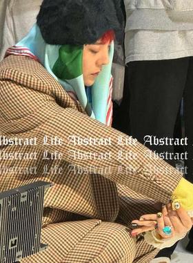 gd权志龙同款满钻海蓝宝石戒指帕拉月光彩宝高定中古老钱风男女