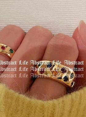 GD权志龙同款朵朵拉小曼撞色彩色糖果老钱风戒指女食指环男女