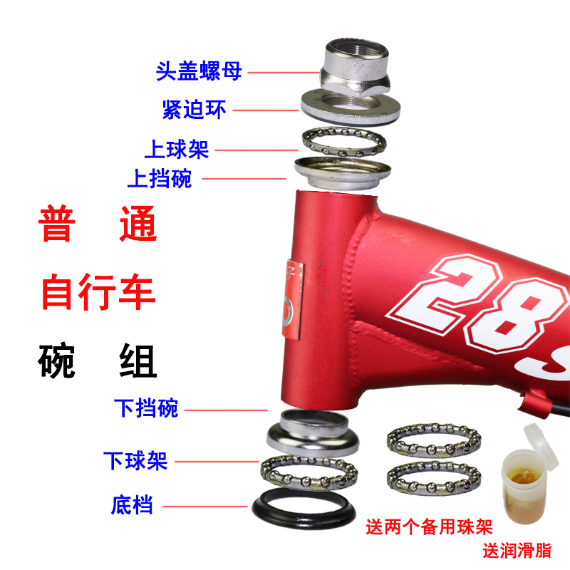 电动车自行车前叉滚珠山地车儿童单车车头碗组车把球架轴承配件-图1