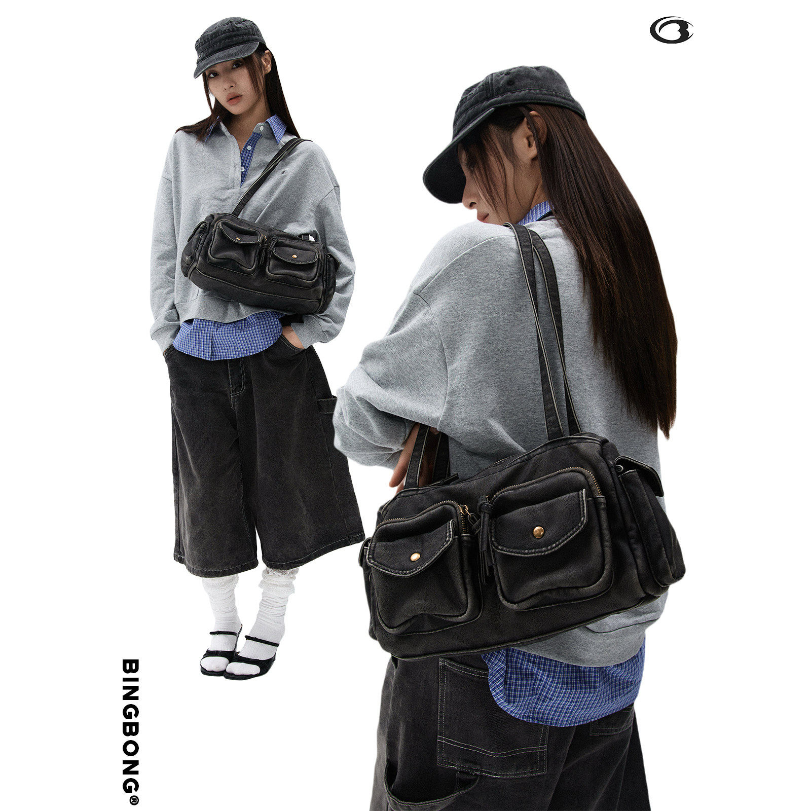 BINGBONG|失落口袋 复古机车腋下包简约多口袋手提包大容量小方包,淘宝优惠券,粉丝福利购,淘宝优惠卷
