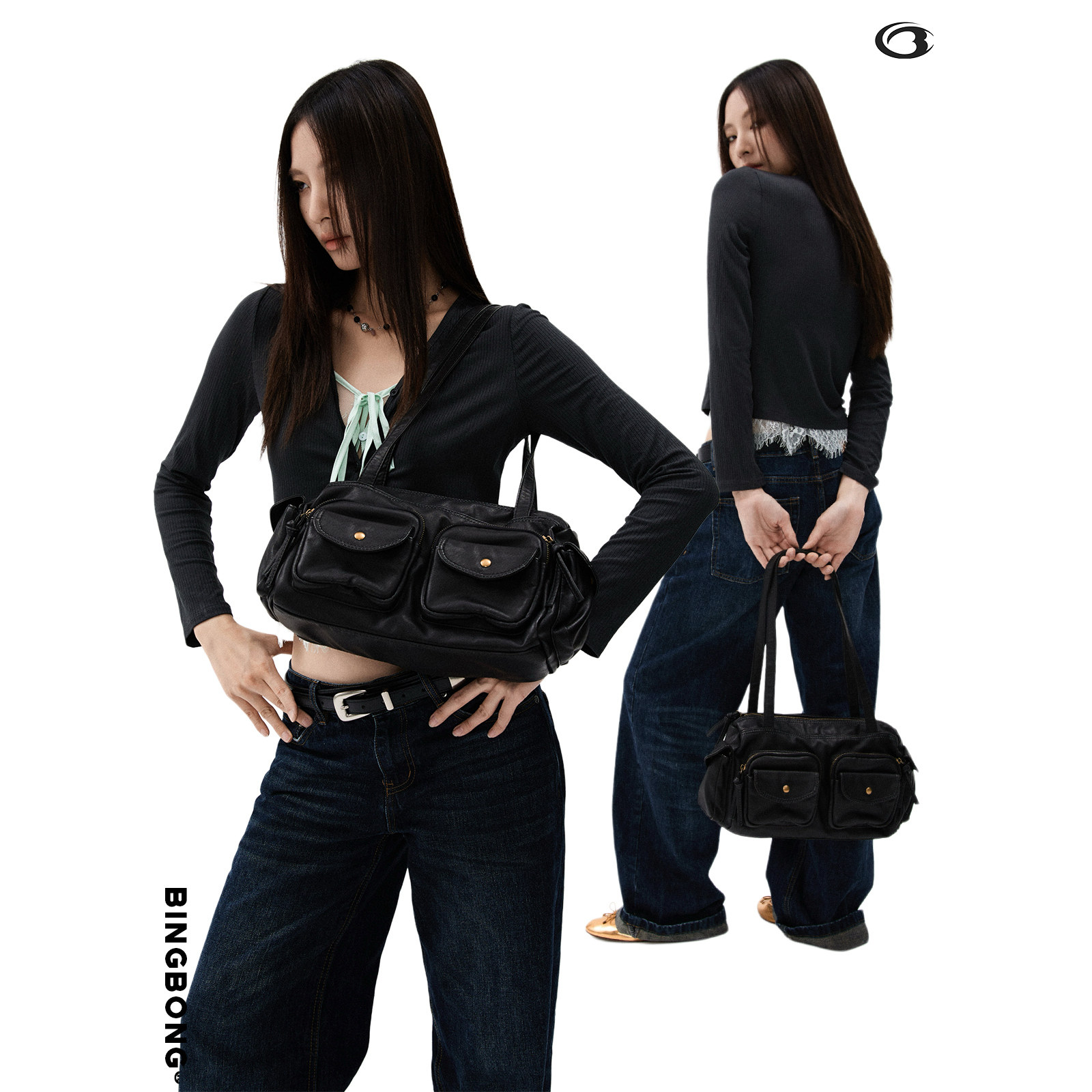 BINGBONG|失落口袋 复古机车腋下包简约多口袋手提包大容量小方包,淘宝优惠券,粉丝福利购,淘宝优惠卷