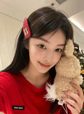 miu少女糖果色发夹弹簧夹侧边刘海夹发饰女pu材质气质贵气公主风