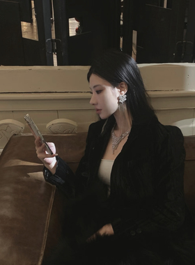 繁星法式小众爪链爆款爪链饰品水钻项链耳环套装首饰宴会礼服项链