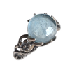 Retro S925 silver aquamarine flower ring for women