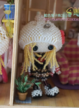 手工DIY串珠进口米珠材料包可爱戴圆帽/白帽俏皮女孩中文走线教程