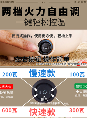 迷你电煮锅200瓦小功率宿舍304不锈钢无涂层车载便携式火锅煮面锅