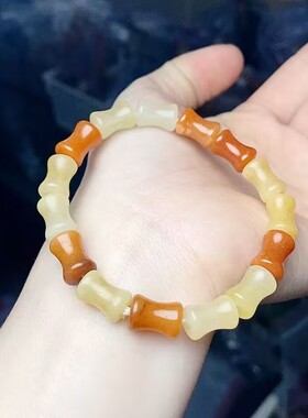 玉阅珠宝金丝玉竹节节高升手串