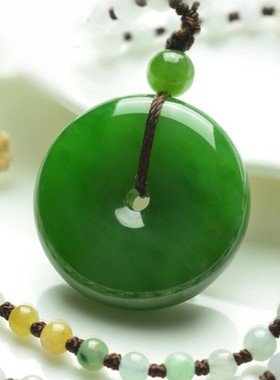 老坑平安扣全新菠菜绿碧玉现货