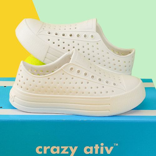crazy ativ2025新款夏季厚底洞洞鞋沙滩鞋凉鞋溯溪鞋松糕底男女鞋 - 图1