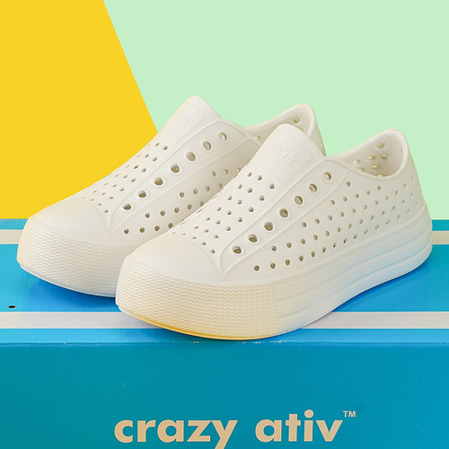 crazy ativ2025新款夏季厚底洞洞鞋沙滩鞋凉鞋溯溪鞋松糕底男女鞋 - 图0