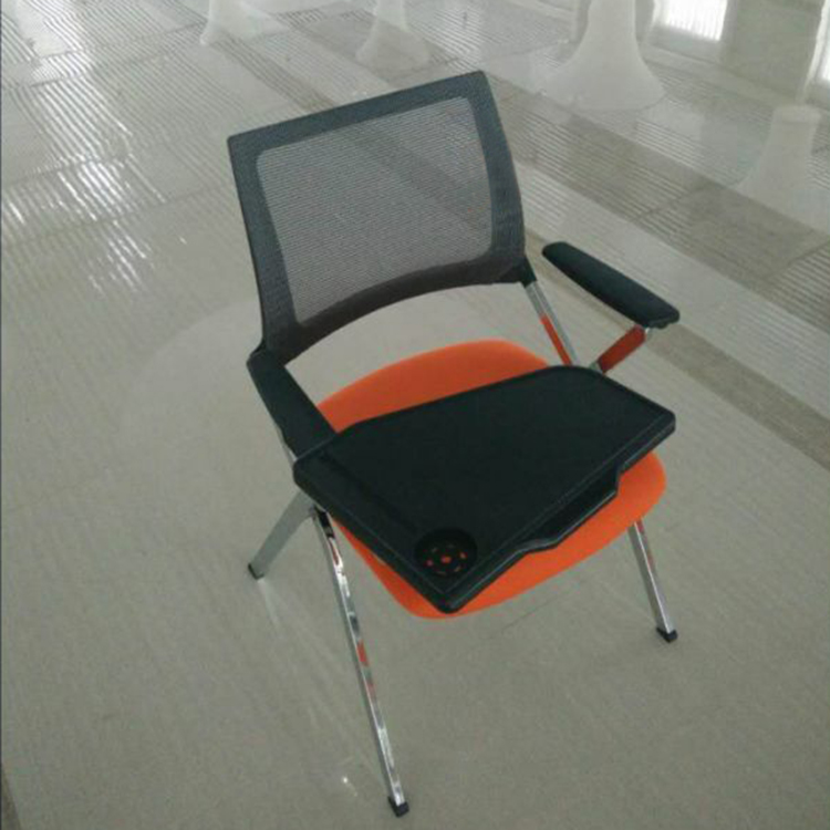 培训椅带写字板折叠椅网布椅带扶手滚轮办公椅电脑椅固定脚会议椅 - 图3