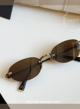 张元英赵今麦同款椭圆无框眼镜女