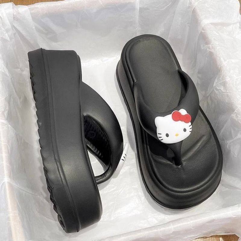 人字拖女可爱KT猫外穿海边沙滩鞋2025年新款松糕厚底坡跟拖鞋凉拖,淘宝优惠券,粉丝福利购,淘宝优惠卷