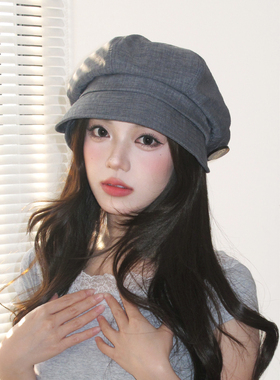 林小橘大帽顶宽檐显脸小报童帽