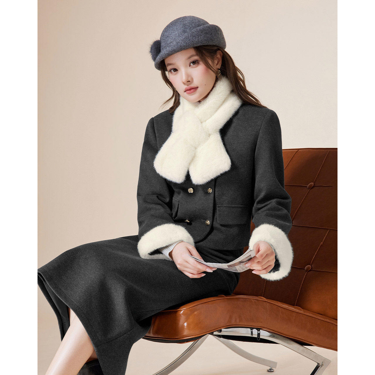 IEF/爱依服2025冬季新款法式通勤气质优雅风显瘦女毛呢上下套装,淘宝优惠券,粉丝福利购,淘宝优惠卷