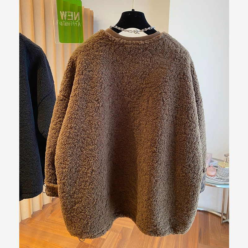 圆领羊羔毛卫衣冬大码女装胖mm加绒加厚慵懒风宽松套头毛茸茸上衣,淘宝优惠券,粉丝福利购,淘宝优惠卷
