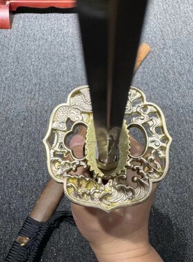 龙泉刀剑三枚合夹钢鸡翅木鞘冷兵器手工锻打一体日式指挥刀未开刃