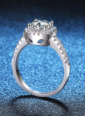 精工高端欧美跨境热卖s925纯银戒指1克拉莫桑石 戒指经典方包