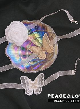 仙女系夏款刺绣白色玫瑰花项链