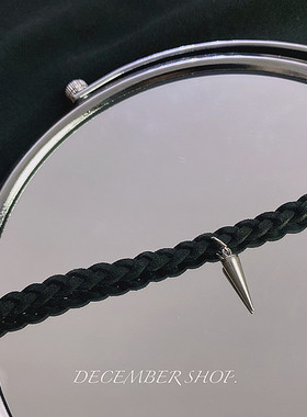 包邮朋克哥特编织绳铆钉项链黑色小众暗黑蹦迪choker颈链锁骨链女