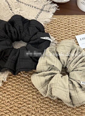 秋冬夹棉尼龙布大肠发圈羽绒服工艺复古时尚肥肠圈马尾丸子头发绳