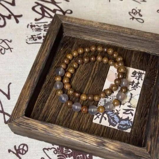 新中式半城山水串珠手链双层叠戴古风复古百搭手串