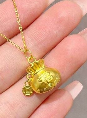 新款小福袋项链高颜值高级感百搭时尚个性精致百搭项链锁骨链