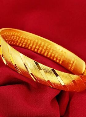 精致百搭光面手镯女金色百搭推拉可调节流星雨金色手镯