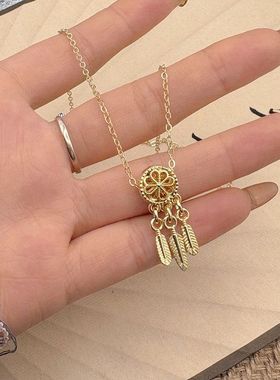 捕梦网流苏锁骨链韩版羽毛项链设计时尚百搭七夕情人节礼物送妈妈