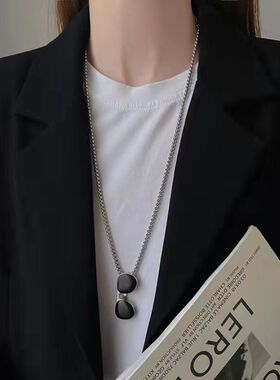 新款潮流复古眼镜造型吊坠毛衣链男女百搭长款盒子链衣饰配饰