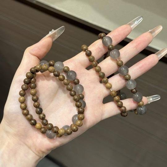 新中式半城山水串珠手链双层叠戴古风复古百搭手串