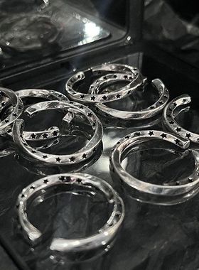 复古星星不规则戒指女ins百搭个性朋克蹦迪开口戒气质冷淡风指环