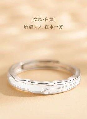 蒹葭情侣款戒指一对小众设计感对戒男情人节礼物送男朋友礼物