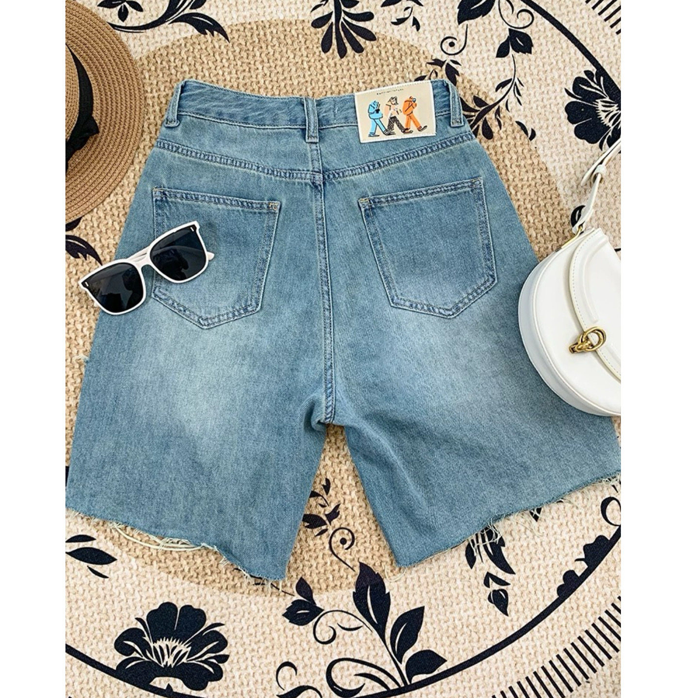 大碗plus定制大码女装微胖破洞毛边牛仔短裤夏高腰宽松显瘦五分裤,淘宝优惠券,粉丝福利购,淘宝优惠卷