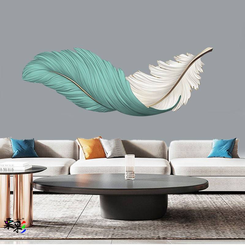 玄关装饰画羽毛客厅沙发背景墙挂画LED氛围灯发光画走廊过道壁画,淘宝优惠券,粉丝福利购,淘宝优惠卷